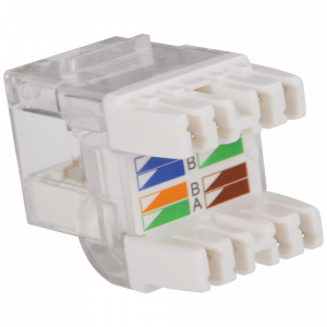 Модуль Keystone, RJ45, кат.6, UTP, 180 градусов, с индикатором, белый